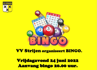 Vrijdag 24 juni bingo bij de voetbal vereniging Strijen