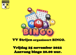 Vrijdag 25 november Bingo bij de v.v. Strijen