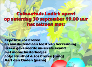 Feestelijke opening seizoen vestzaktheater Ludiek met kunstwerken en gevarieerd liedjesprogramma