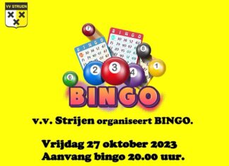 Vrijdag 27 oktober Bingo bij de v.v. Strijen