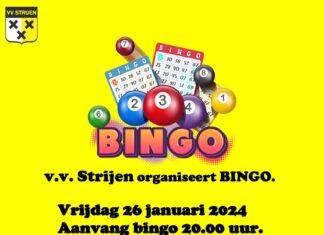 Bingo bij de v.v. Strijen op vrijdag 26 januari