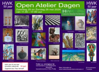Open Atelier Dagen van stichting Hoeksche Waardse Kunstenaars op zaterdag 25 en zondag 26 mei