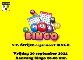 Bingoavond bij v.v. Strijen op vrijdag 20 september