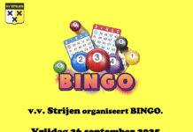 Vrijdag 26 september: Bingo bij v.v. Strijen!